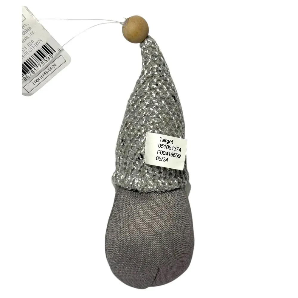NEW Gnome Ornament Silver Knit Hat White Beard  Christmas Target Wondershop